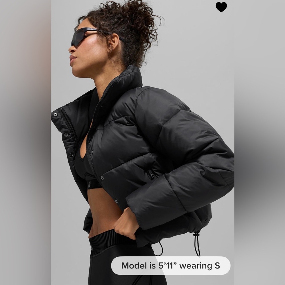 ALO Yoga NWT Gold Rush Puffer Jacket Full Zip, zipper pocket, very warm Black L - Picture 12 of 14